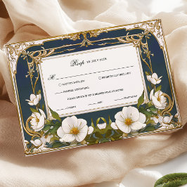 Elegante Resposta para Casamento Vintage Azul Mari