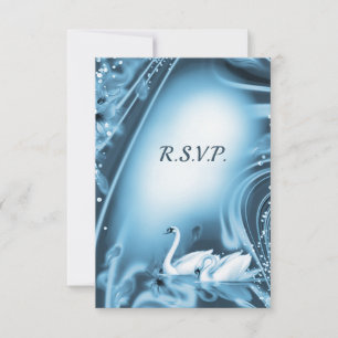 Elegante Romântico Blue Swan Love Weding RSVP