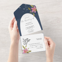 Elegante Romântico Boho Floral Aquarela