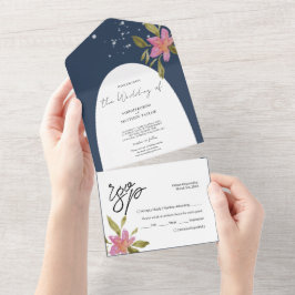 Elegante Romântico Boho Floral Aquarela