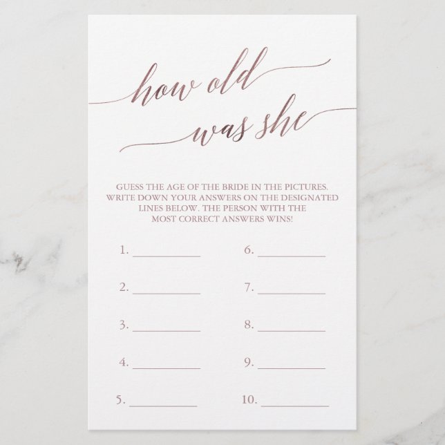 Elegante Rosa Caligrafia Dourada Quantos Anos Ela  (Frente)