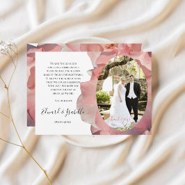 Elegante Rosa Coral Floral Foto Agradecimento