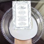 Elegante rosa de casamentos de poeira azul empoeir<br><div class="desc">Elegante poeirento rosa de vintagem azul floral padrão floral em um roteiro de caligrafia branco no menu de casamento modelo modelo.</div>
