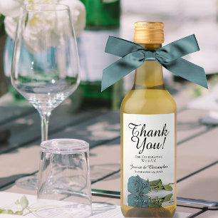 Elegante Rosa de Teal Romântico Obrigado Mini