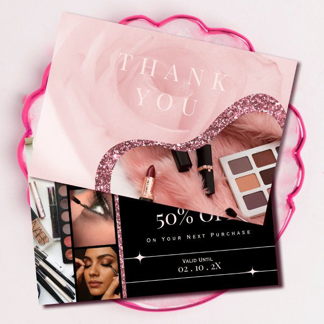 Elegante Rosa Dourada Gift Voucher | Cartão de Des (Elegant Rose Gold Gift Voucher | Discount Card #zazzlemade #thankyoucard #giftcertificate #voucher)