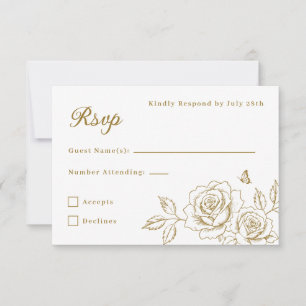 Elegante Rosa Dourada RSVP Quinceañera