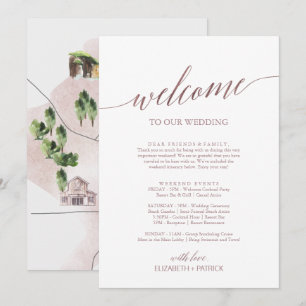Elegante Rosa Dourado Carta de Boas-vindas Itinerá