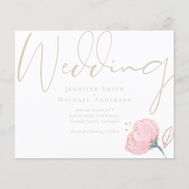 Elegante Rosa Dourado Disparador de Casamento Mode (Frente)