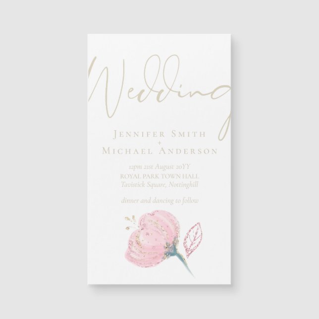 Elegante Rosa Dourado Disparador de Casamento Mode (Frente)