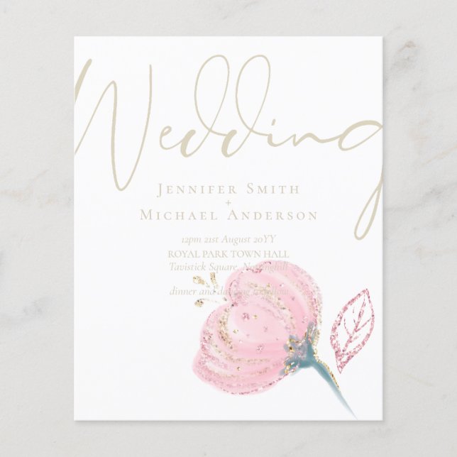 Elegante Rosa Dourado Disparador de Casamento Mode (Frente)