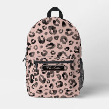 Elegante Rosa Dourado Preto Estampa de Leopardo Le