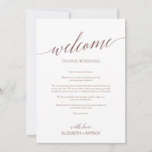 Elegante Rosa Dourado Wedding Carta Itinerária