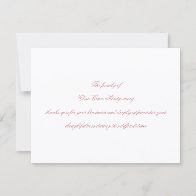 Elegante Rosa Empoeirada Script Agradecimento Fúne (Frente)