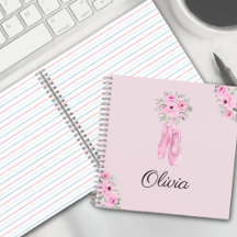 Elegante Rosa Floral Bailarina Nome Personalizado