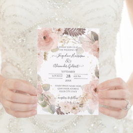 Elegante Rosa Floral Dourado Eucalyptus Leaf Green