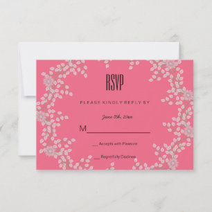 Elegante Rosa Floral & Pérolas Casamento RSVP