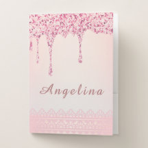 Elegante Rosa Glamour Brilho com Efeito de Gotejam