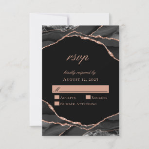 Elegante Rosa Gold Foil Agate Nupa RSVP