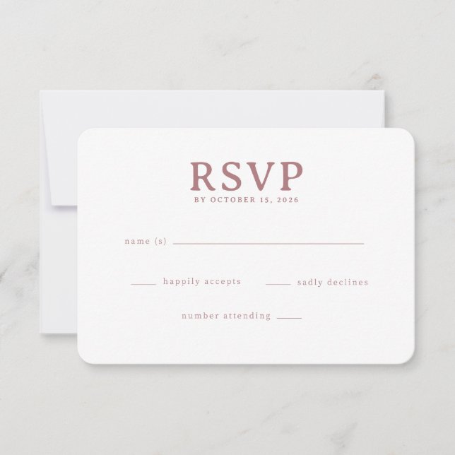 Elegante Rosa Minimalista RSVP (Frente)