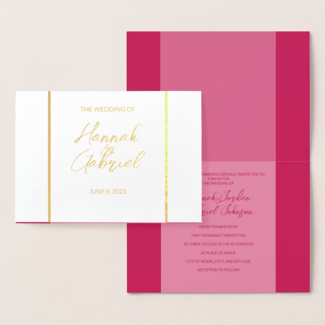 Elegante Rosa Red Wedding Foil Convite (Exibição)