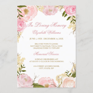 Elegante Rosa Rosa, Convite para Serviço Memorial