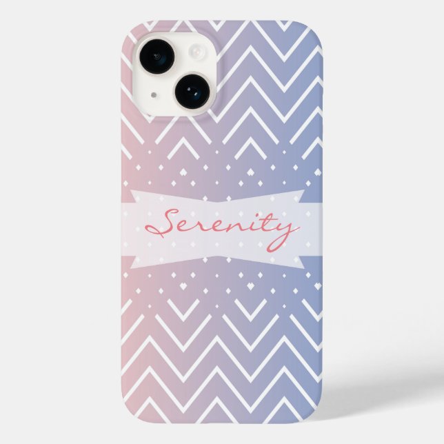 Elegante rosa rosa quartzo azul pastel Chevron Nom (Verso)