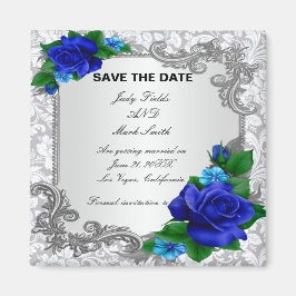Elegante Rosas Azuis Casamento Salva O Íman De Dat