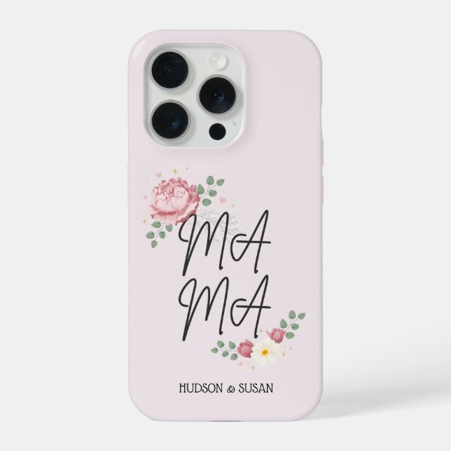 Elegante Roscas Mãe Script Flora Rosa Peônia (Verso)