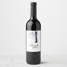 Elegante rótulo de vinho "Obrigado" para dança dos
