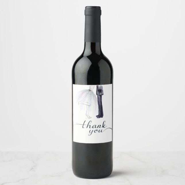 Elegante rótulo de vinho "Obrigado" para dança dos (Frente)