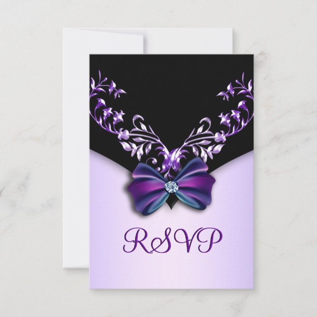 Elegante Roxo Diamante Arco RSVP (Frente)