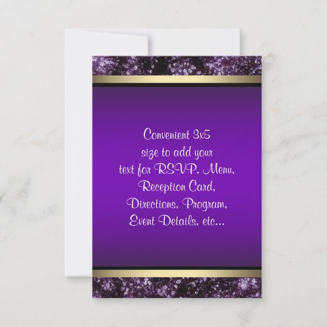 Elegante Roxo e Dourado RSVP (Frente)