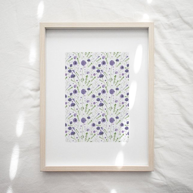 Elegante Roxo Floral Patterno Impressão (Floral Botanical Wall Art Decor from Studio Posies.)