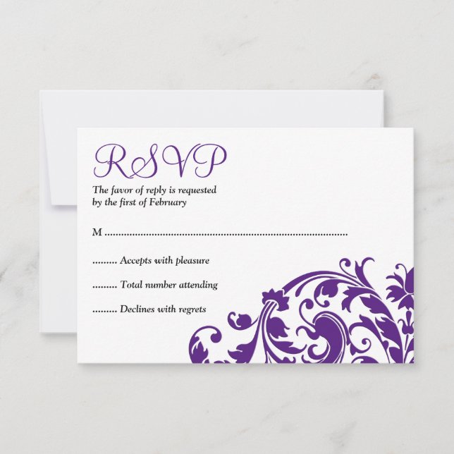 Elegante Roxo Flourish Bat Mitzvah RSVP (Frente)