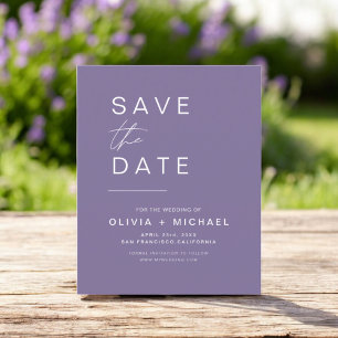 Elegante Roxo Lavanda Save the Date Minimalista 