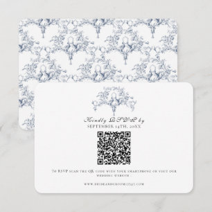 Elegante RSVP Azul Marinho e Branco Toile de Jouy