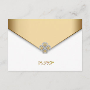 Elegante RSVP Branco e Dourado
