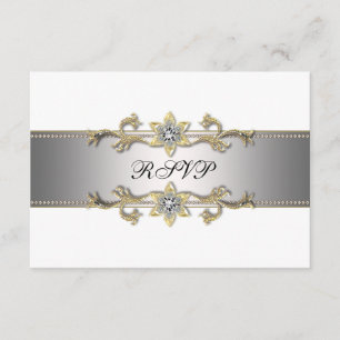 Elegante RSVP Branco e Dourado