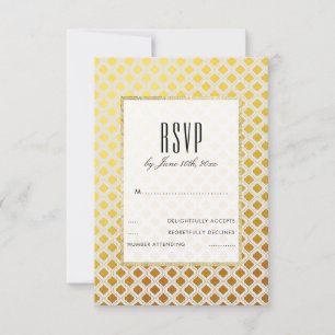 Elegante RSVP de casamento em dourado e branco