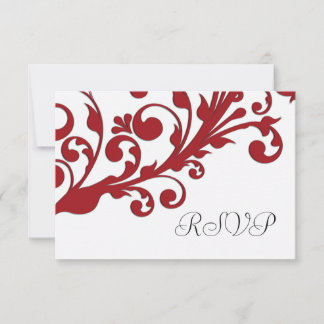 Elegante RSVP de Casamento Floral Vermelho