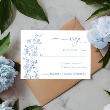 Elegante RSVP de Casamento vintage Azul Dusty
