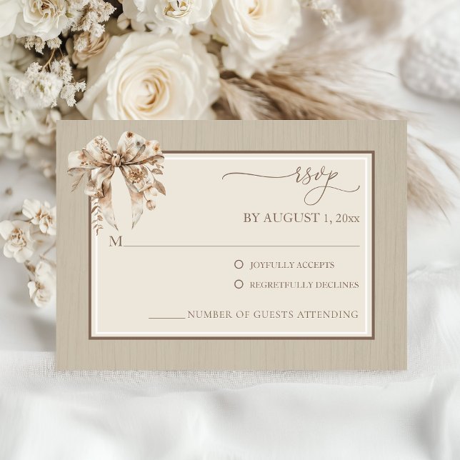 Elegante RSVP de Casamento vintage Azul Dusty (Boho Bow Fall Vintage Wedding RSVP)