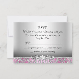 Elegante RSVP de Diamante Rosa
