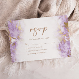 Elegante RSVP de Mármore Lavanda Dourado