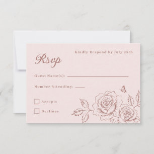 Elegante RSVP de Quinceañera em Dourado Rosa