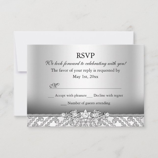 Elegante RSVP Diamante Prata (Frente)