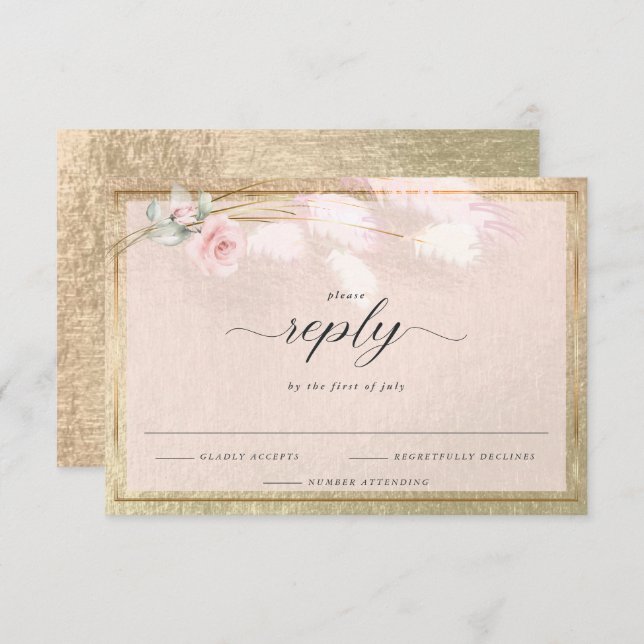 Elegante RSVP Dusty Pink Floral (Frente/Verso)