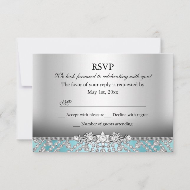 Elegante RSVP em Diamante Azul (Frente)