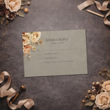 Elegante RSVP Floral Bege Casamento