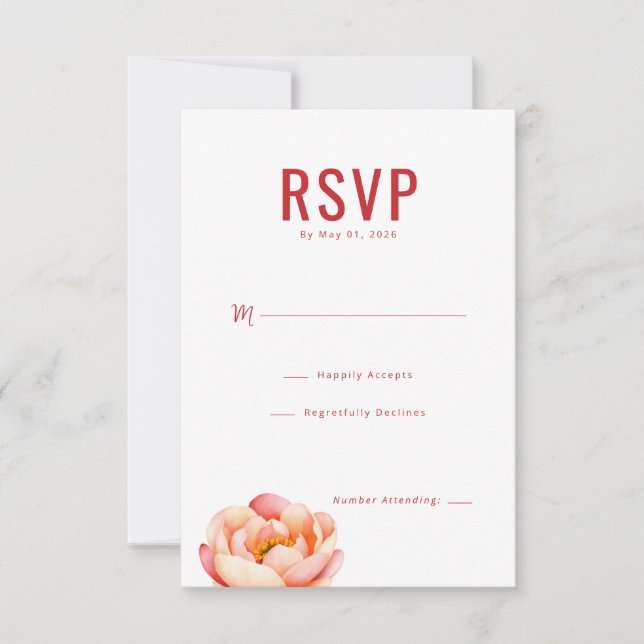 Elegante RSVP Floral Vermelho (Frente)